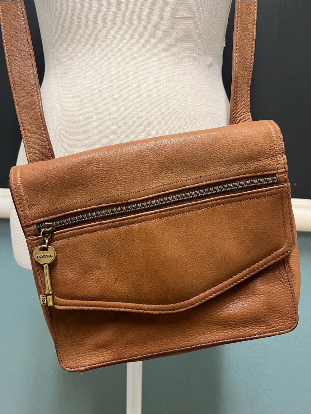Fossil Brown Leather Shoulder crossbody bag - Picture 2 of 9